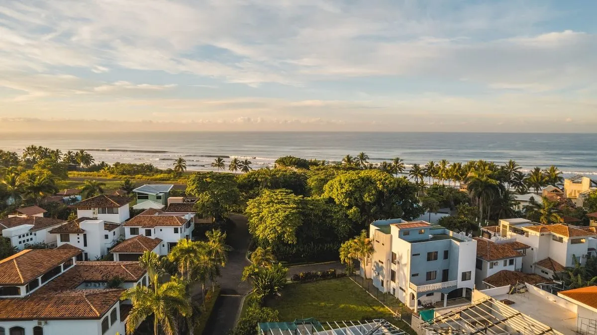 Drone view of some vacation rental villas in Hermosa Beach near Jaco Costa Rica